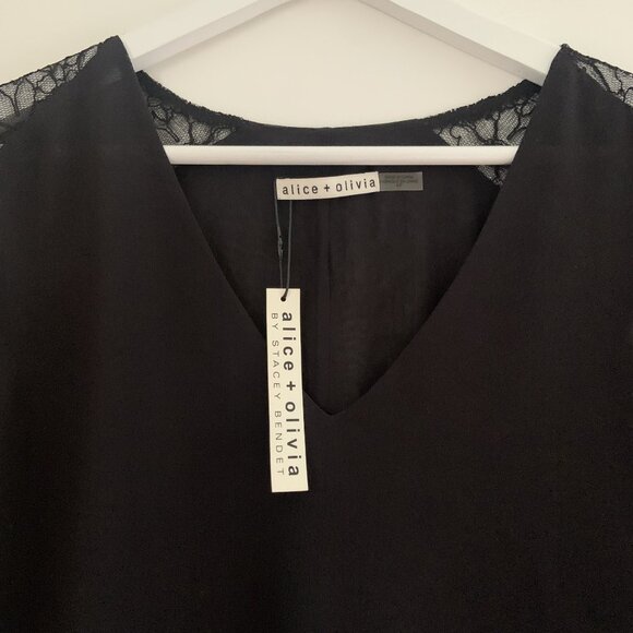 NWT Alice + Olivia Black Silk Top - Picture 4 of 8